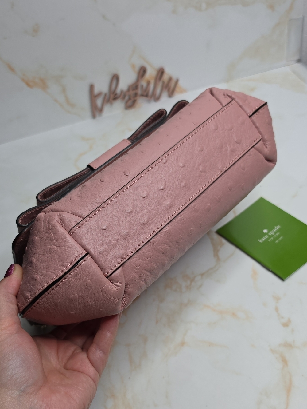 kate spade Blush Pink Bow Shoulder Bag Joleen Charm City Ostrich Rosefrost New - Picture 5 of 10